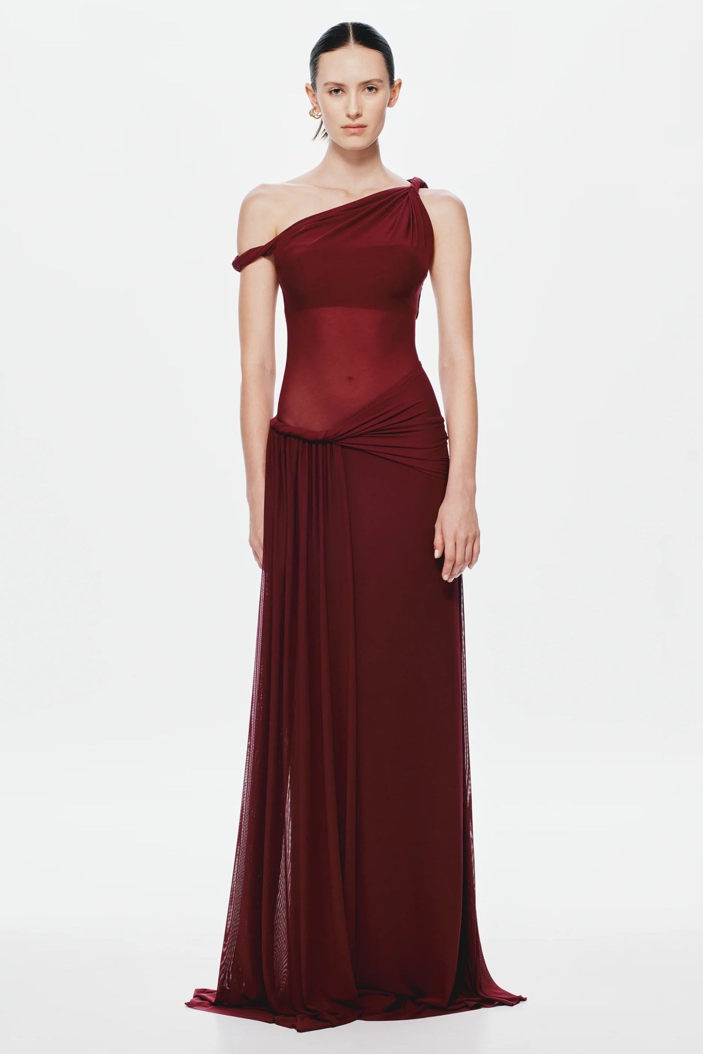 Misha Sisal Mesh Maxi Dress - Port